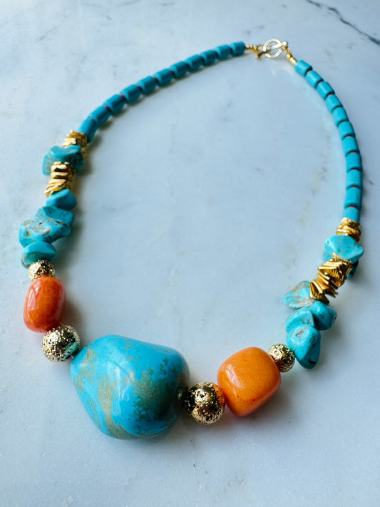 Turquoise Cluster Necklace