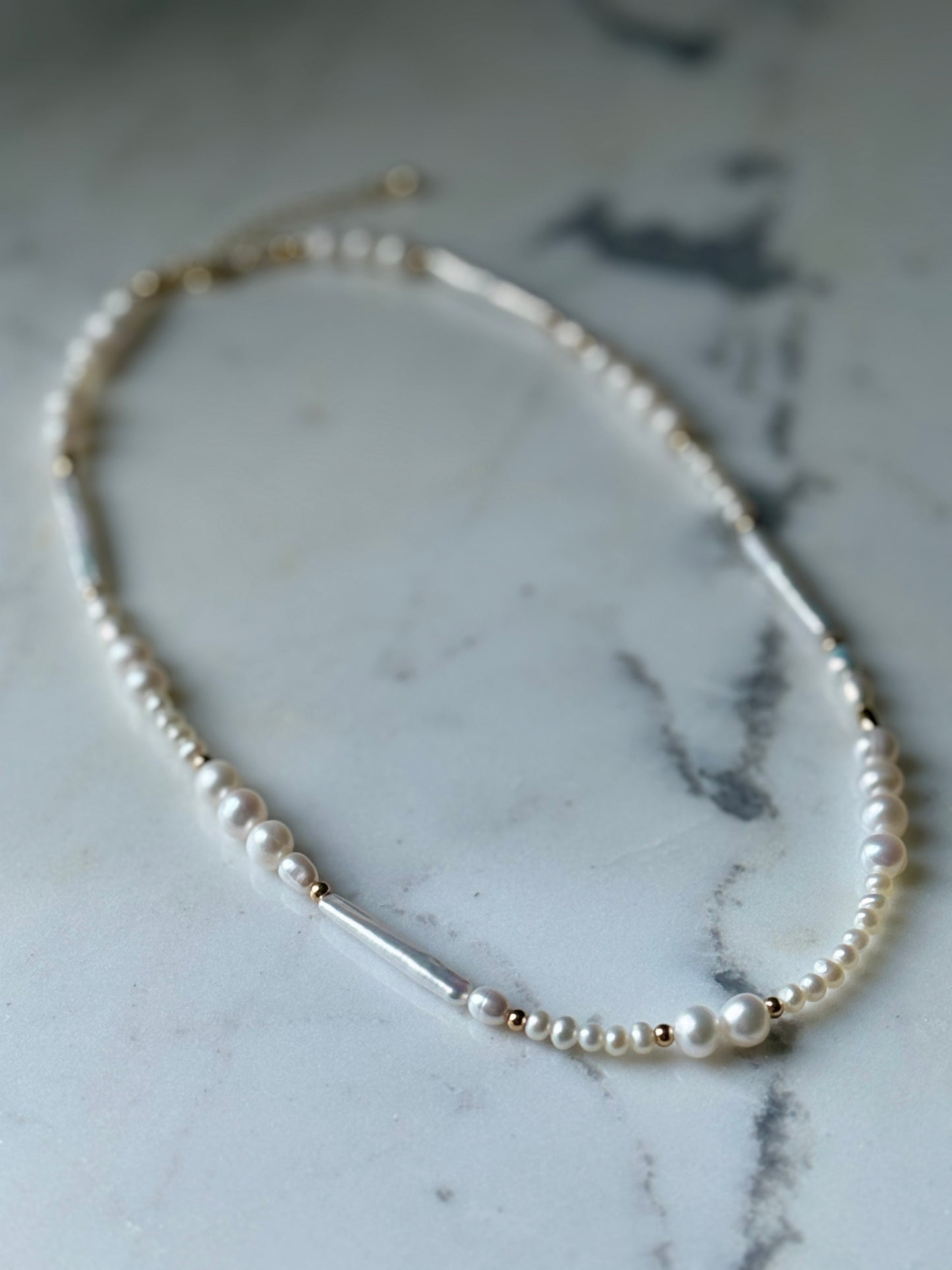 Baguette Pearls Necklace